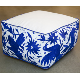 Pouf carré bleu Otomi ViBamos