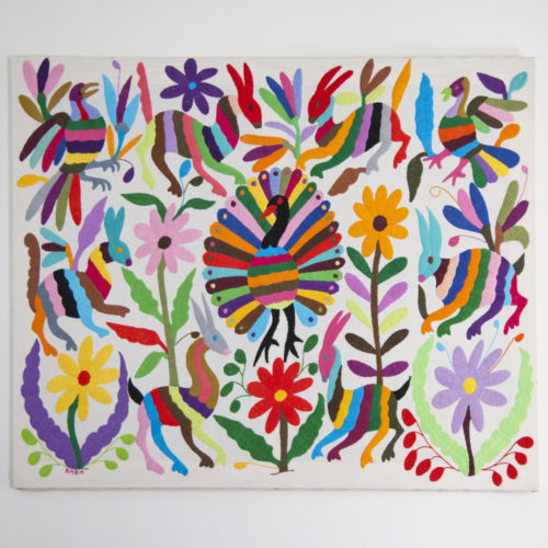 Tableau le paon Otomi de ViBamos tissu Otomi mexicain