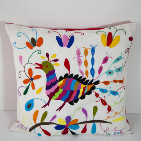 Coussin multicolore 1 Otomi ViBamos tissu mexicain.