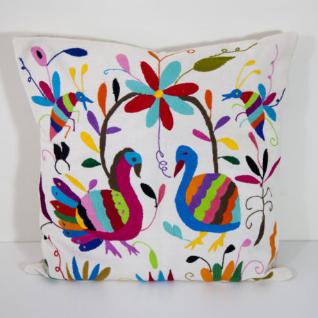 Coussin multicolore 2 Otomi ViBamos tissu mexicain.