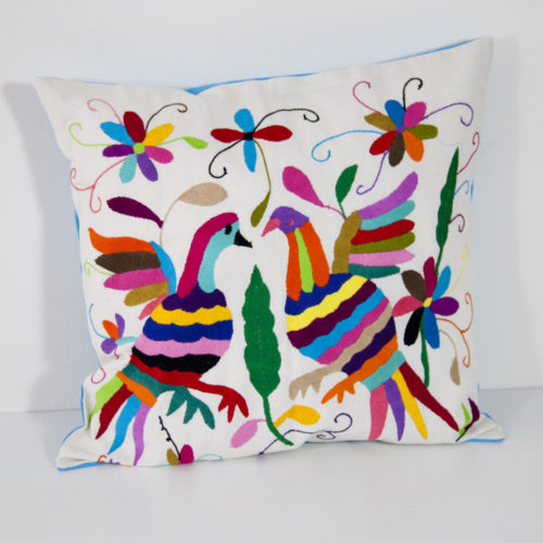 Coussin multicolore 4 Otomi ViBamos tissu mexicain.