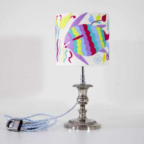 Lampe Nolwenn ViBamos tissu Otomi mexicain